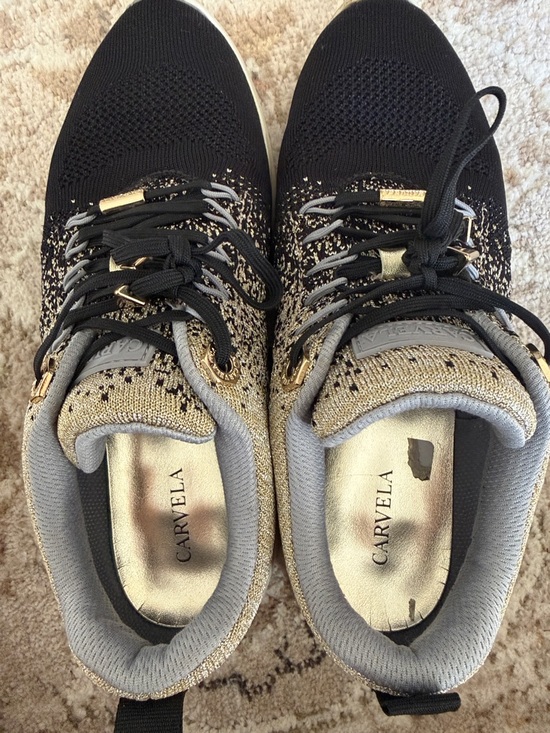 Carvela Shoes - Carvela Women's Black and Gold Knit Athletic Sneaker